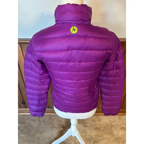 Marmot Womens 700 Fill Down Jena Jacket Purple Lime Green Lightweight Size XS - Picture 4 of 14
